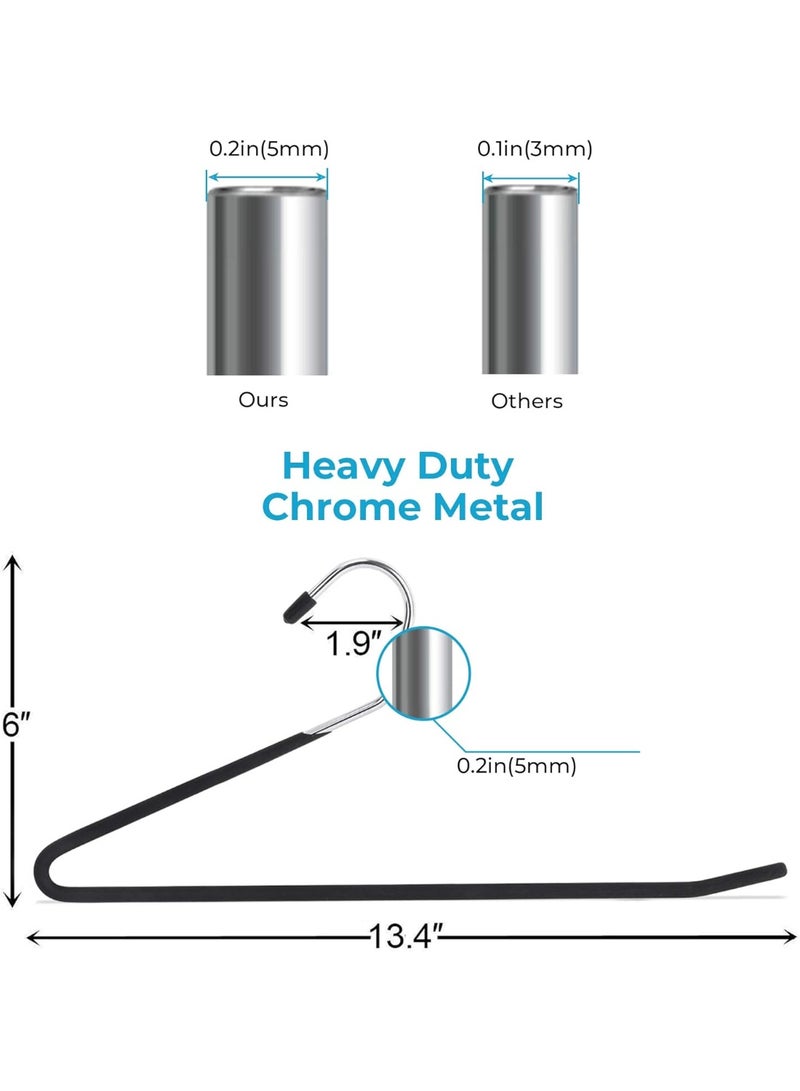10 PCS Non Slip Pants Hangers  Open Ended Easy Slid Slacks Hangers, Durable Anti-Rust Space Saving Metal Jeans Hangers, Chrome and Black Friction - Image 3